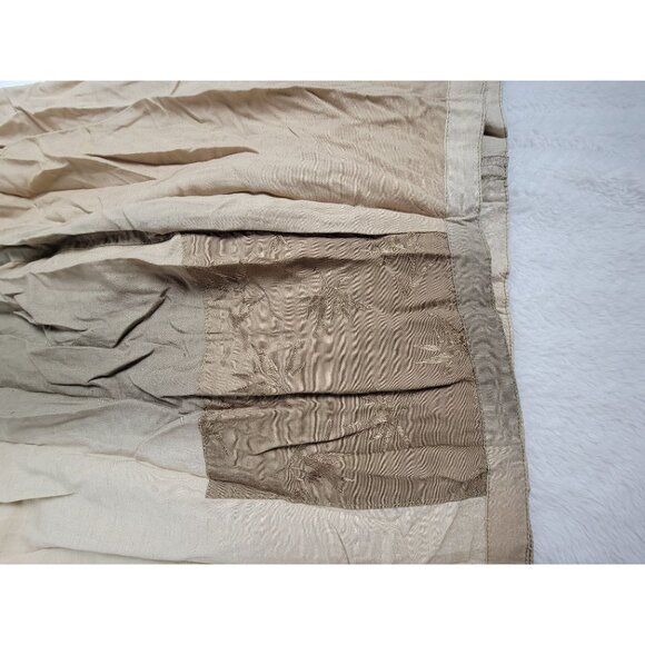 Women's Beige Elastic Waist Midi Skirt Medium Linen Blend Boho Lightweight - Picture 10 of 10